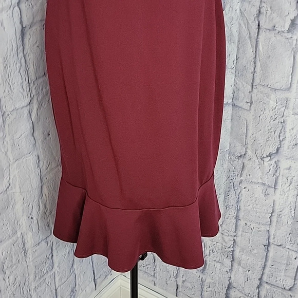 TAYLOR Ruffled Maroon Bow Aline Dress Size‎ 6 - Picture 3 of 8